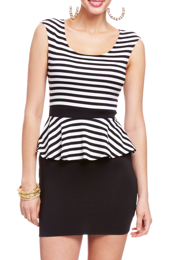 2b Striped Peplum Dress