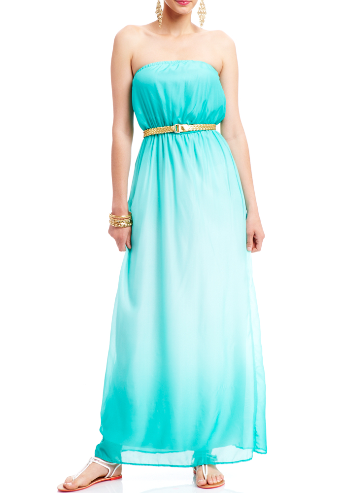 2b Strapless Tie Dye Belted Maxi