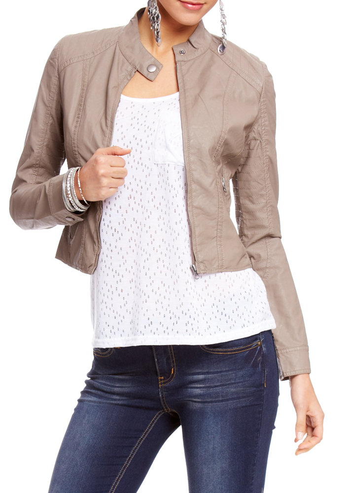 2b Angie Stitch Leatherette Jacket