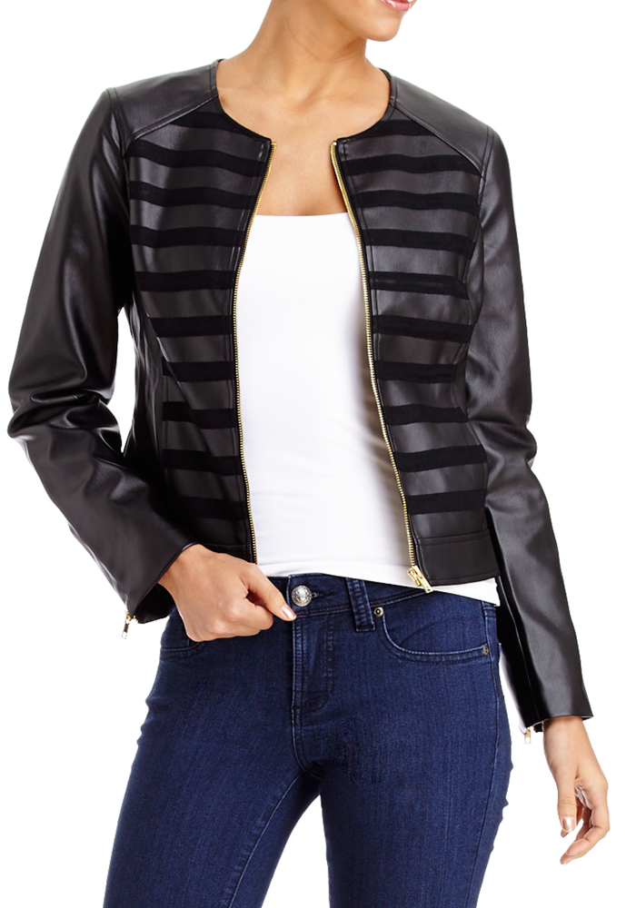 Leatherette & Mesh Jacket