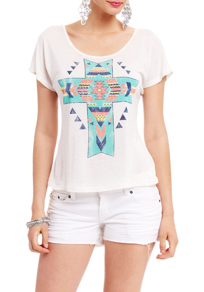 2b Tribal Cross Fleck Top
