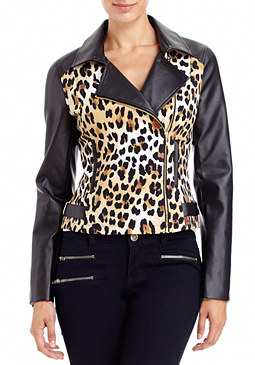 Leatherette & Leopard Ponte Jacket