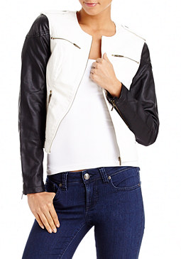 Colorblocked Leatherette Jacket