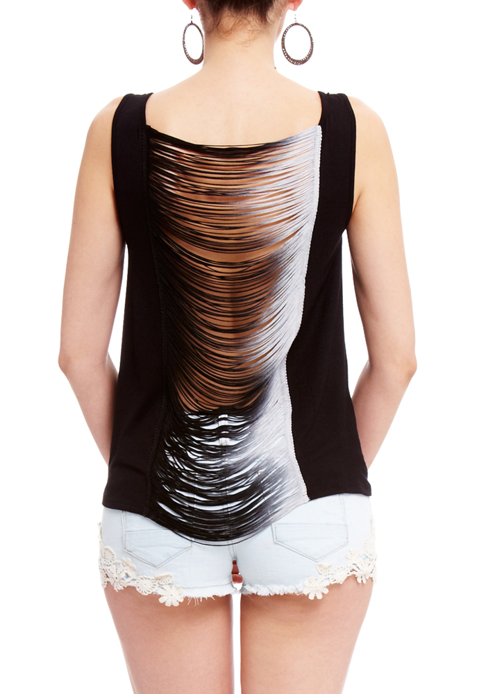 2b Ombre Fringe Back Tank Top