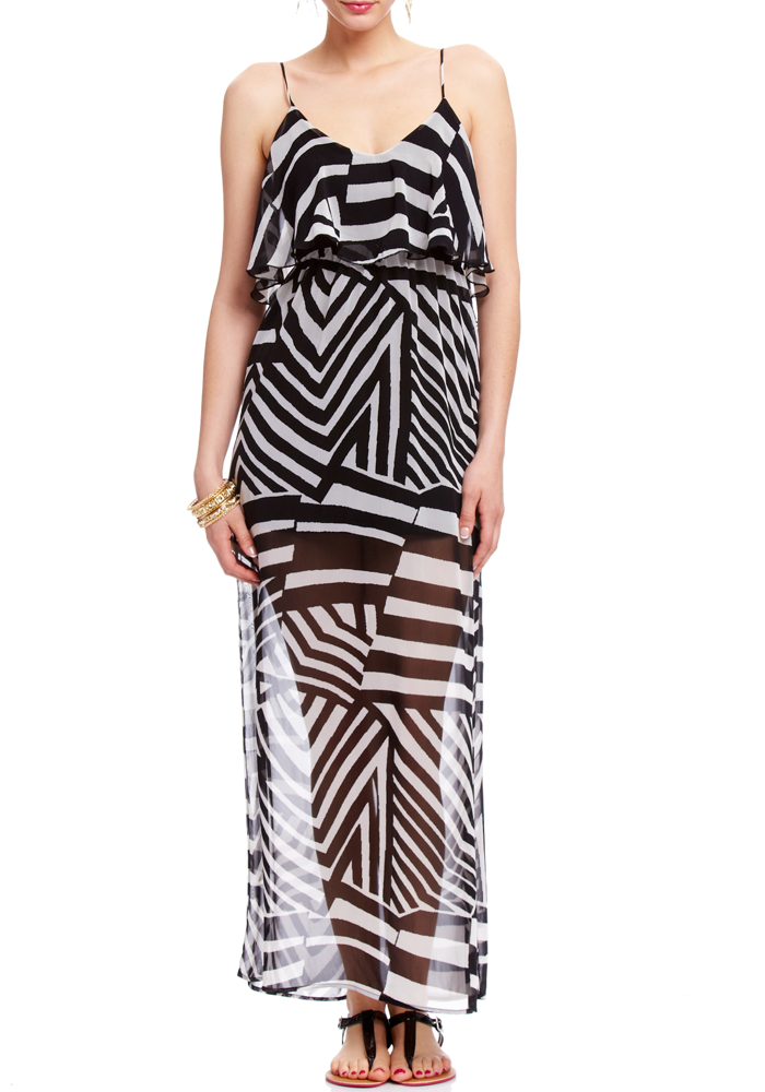 2b Printed Ruffle Maxi Dress