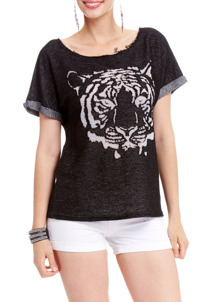 2b 2 Tone Tiger Burnout Top