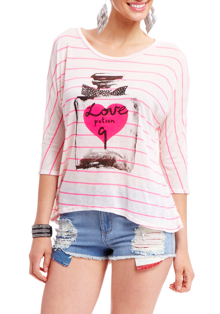2b Love 9 Stripe Oversized Graphic Top