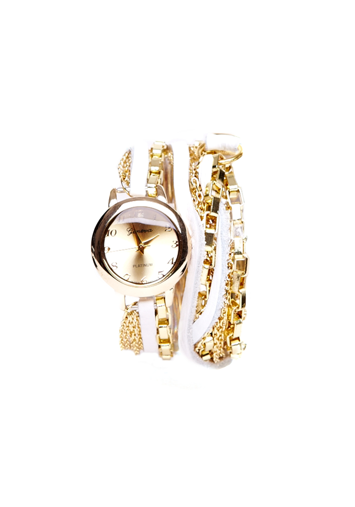 2b Wrapped Mesh Chain & Leather Watch