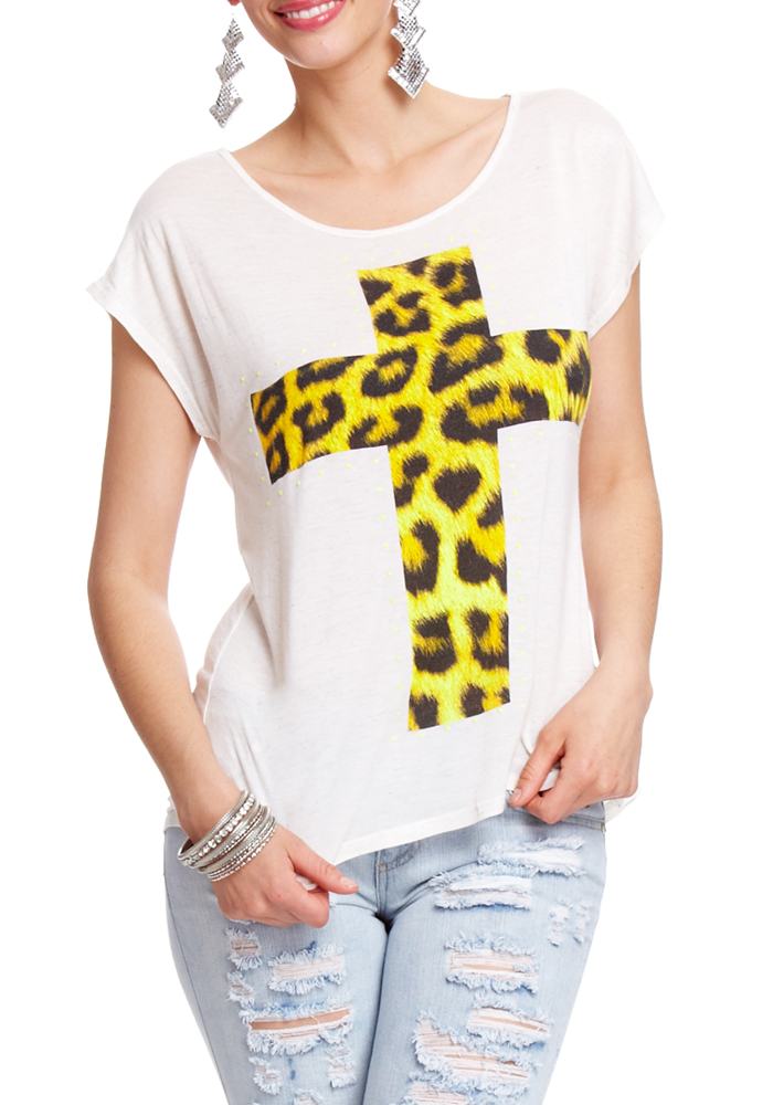 Leo Neon Yellow Stud Cross Top at 2b