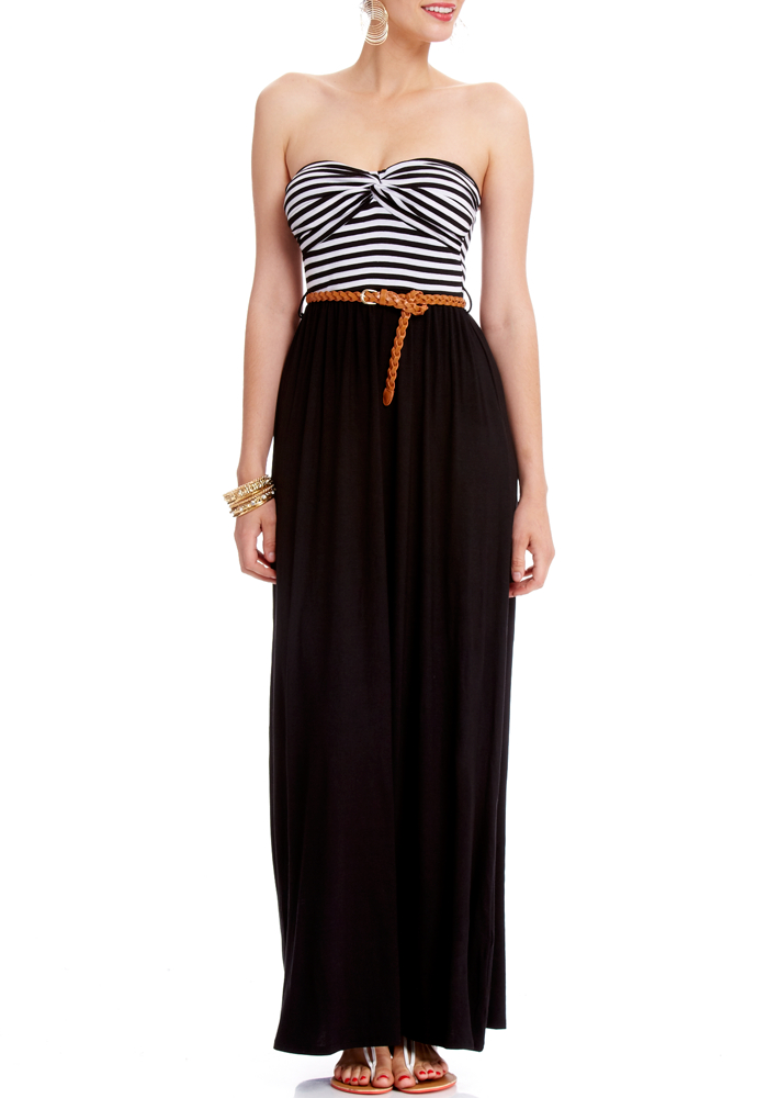 2b Lauren Strapless Striped Maxi Dress