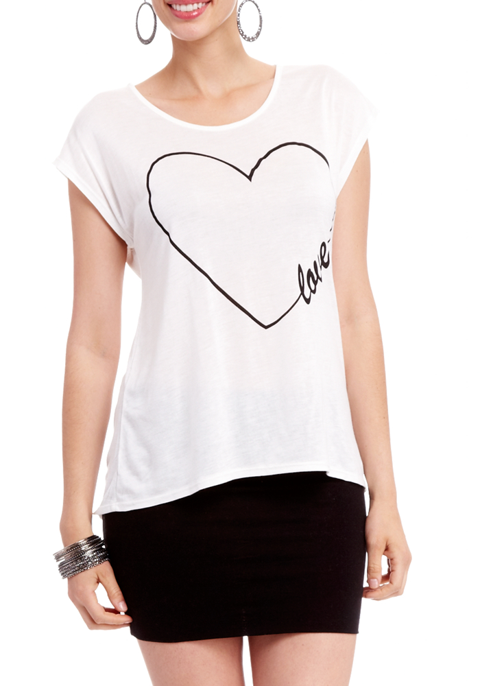 2b Heart Love Sketch Graphic Top