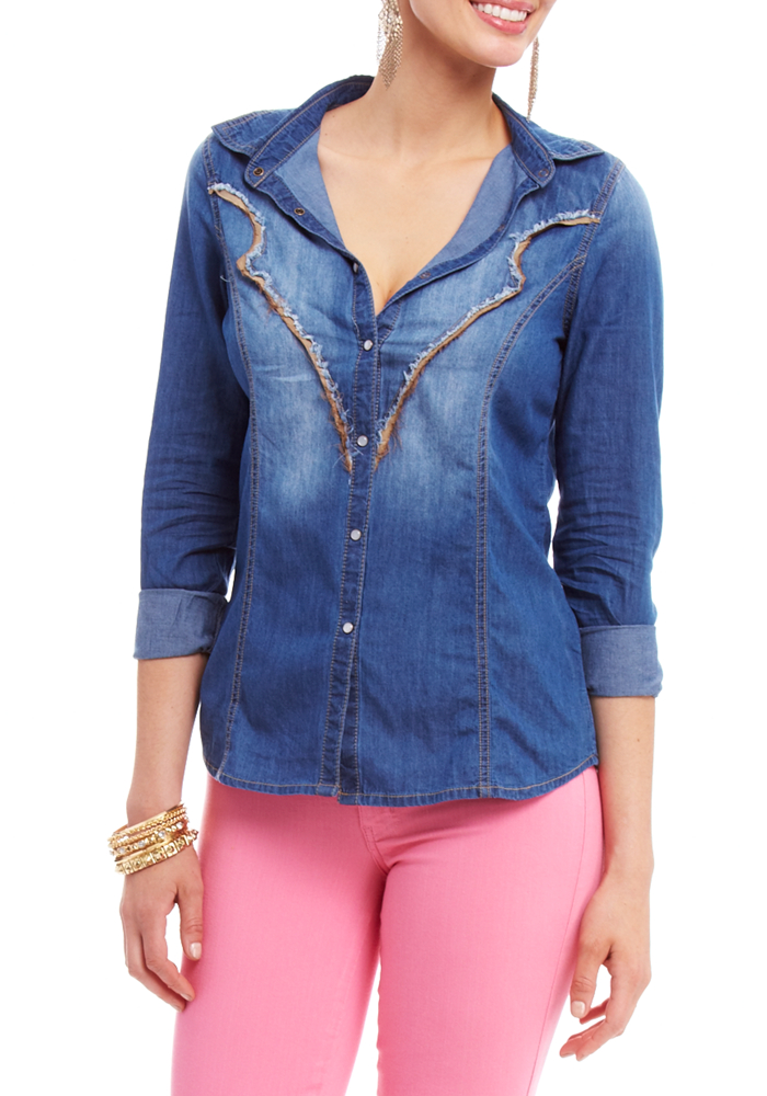 2b Contrast Detail Chambray Top