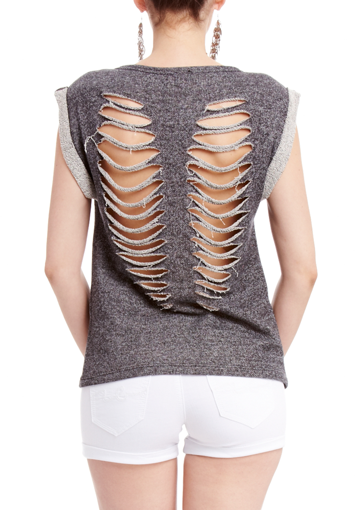 2b Sleeveless Muscle Roll Slash Sweatshirt