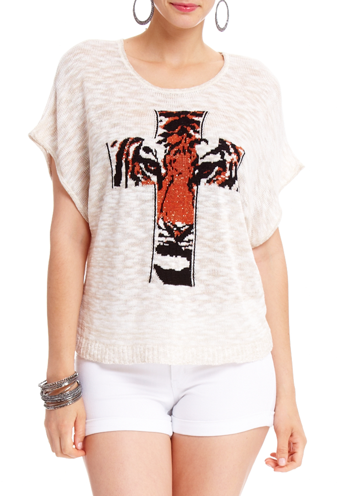 2b Tiger Cross Dolman Top