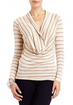 Metallic Stripe Oversize Cowl Sweater