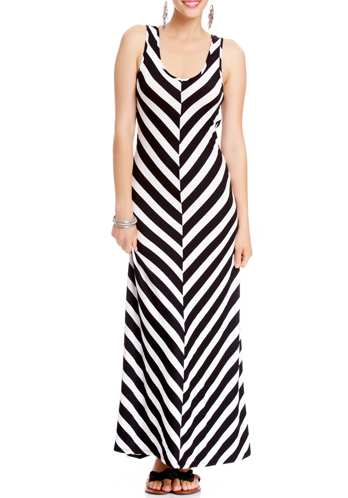 2b Striped Cut-out Back Maxi Dress