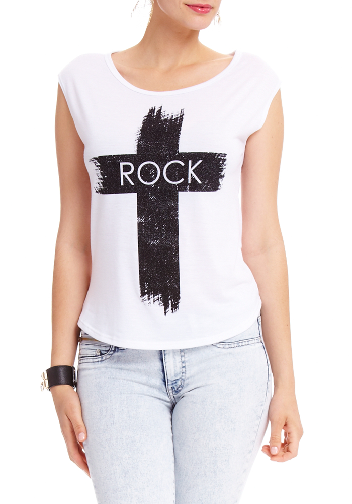 2b Rock Cross Glitter Muscle Tee