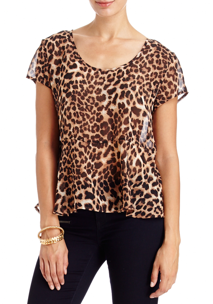 Peplum Animal Print Top