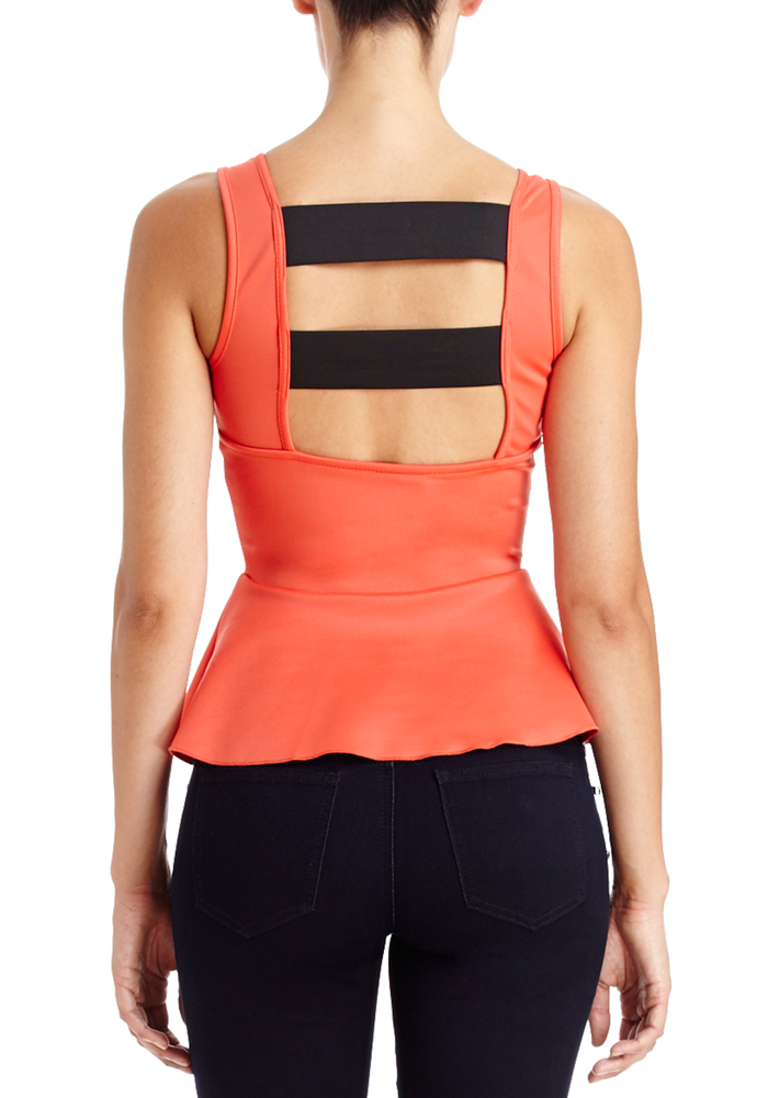 Solid Cage Back Peplum Top