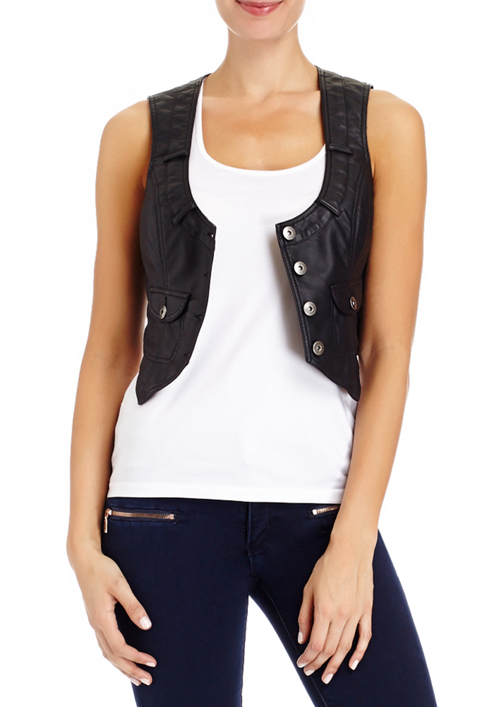 Cropped Collarless Vest