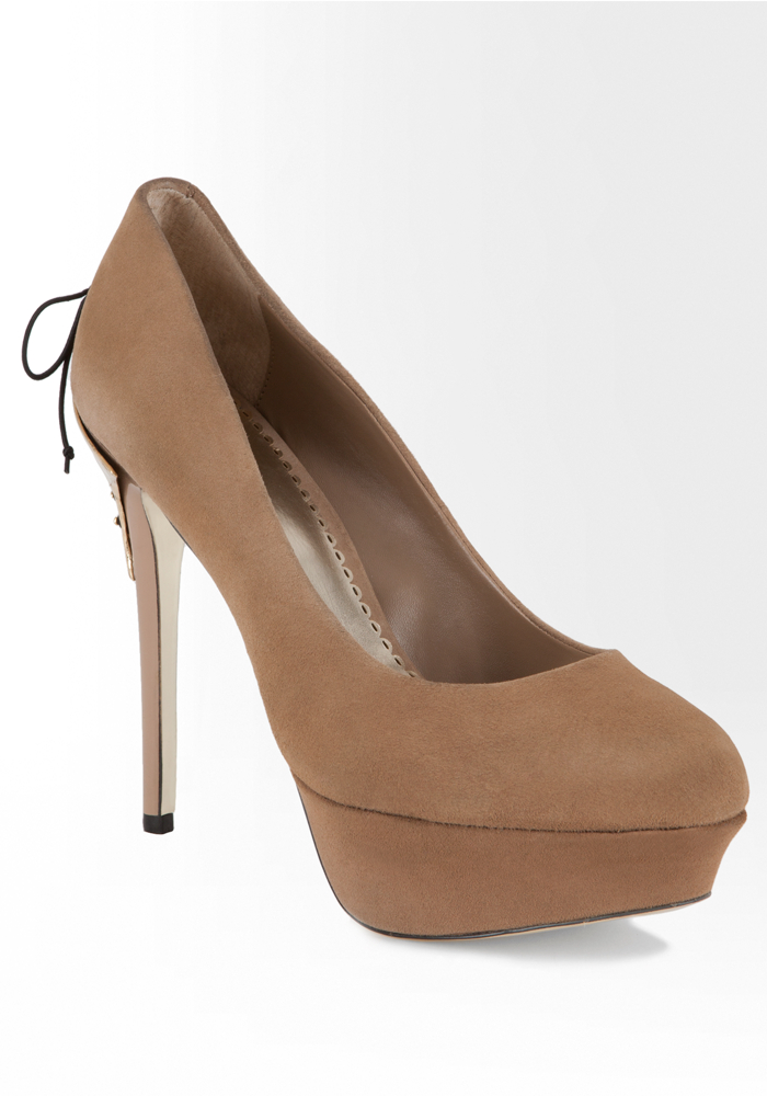 bebe Cheryl Lace Bow Suede Pump