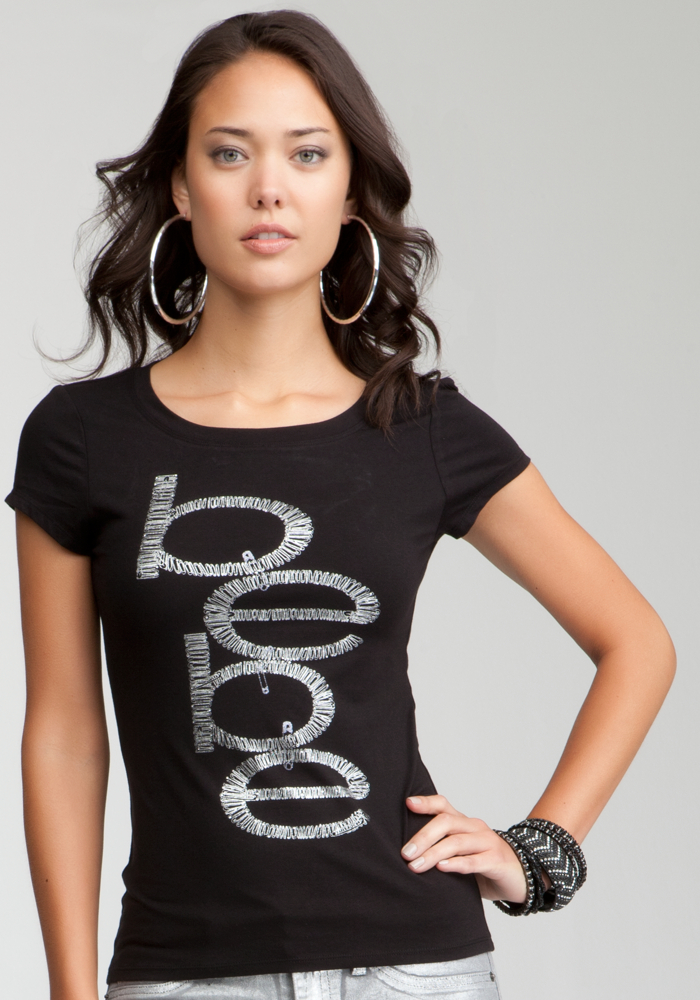 bebe bebe Logo Safety Pin Tee - WEB EXCLUSIVE