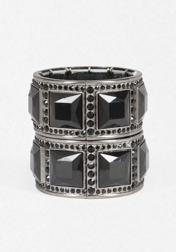 bebe Faceted Stone Stretch Bracelet Set