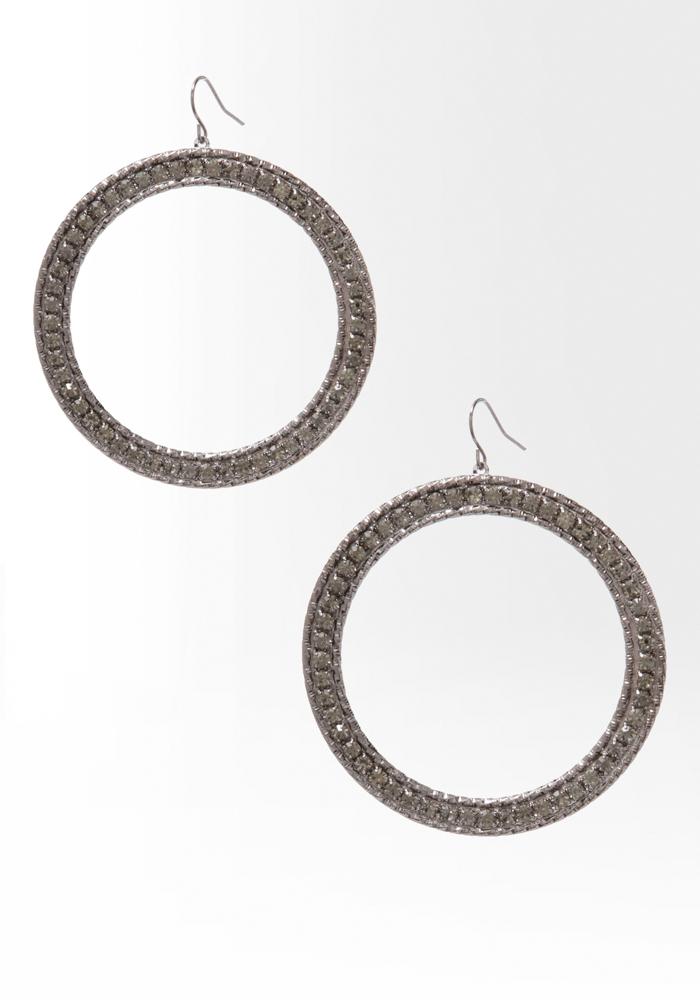bebe Medium Crystal Hoop Earring