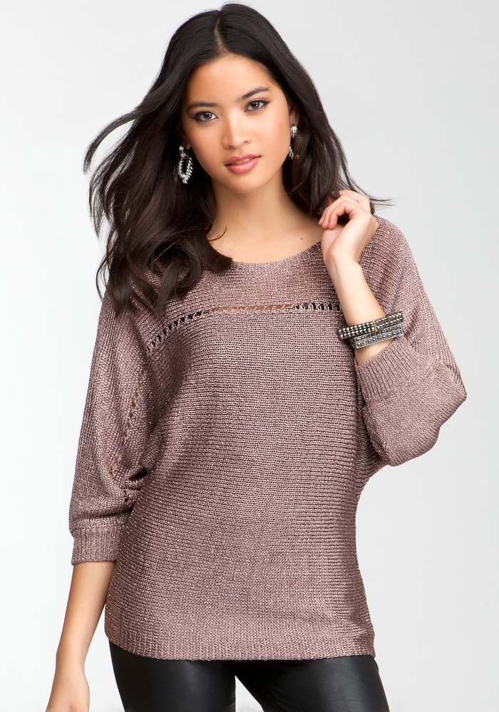 Bebe Metallic Cocoon  Sweater Top
