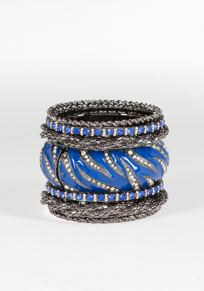 Bebe Exotic Enamel Mesh Crystal Bracelet Set - Surf The Web - 1Sz