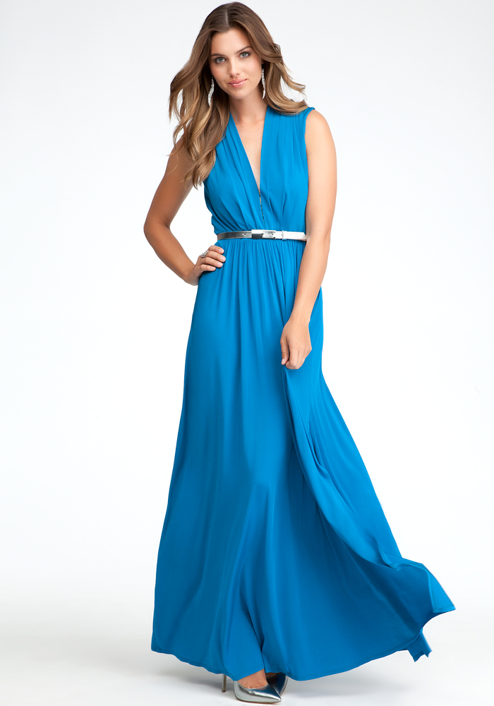 Deep V-Neck Maxi Dress - ONLINE EXCLUSIVE at bebe
