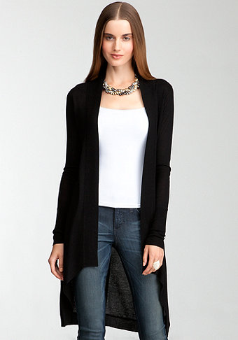 bebe Rib Trimmed Long Cover Up Sweater