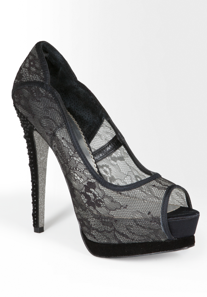 bebe Danita Lace Peep Toe Pump