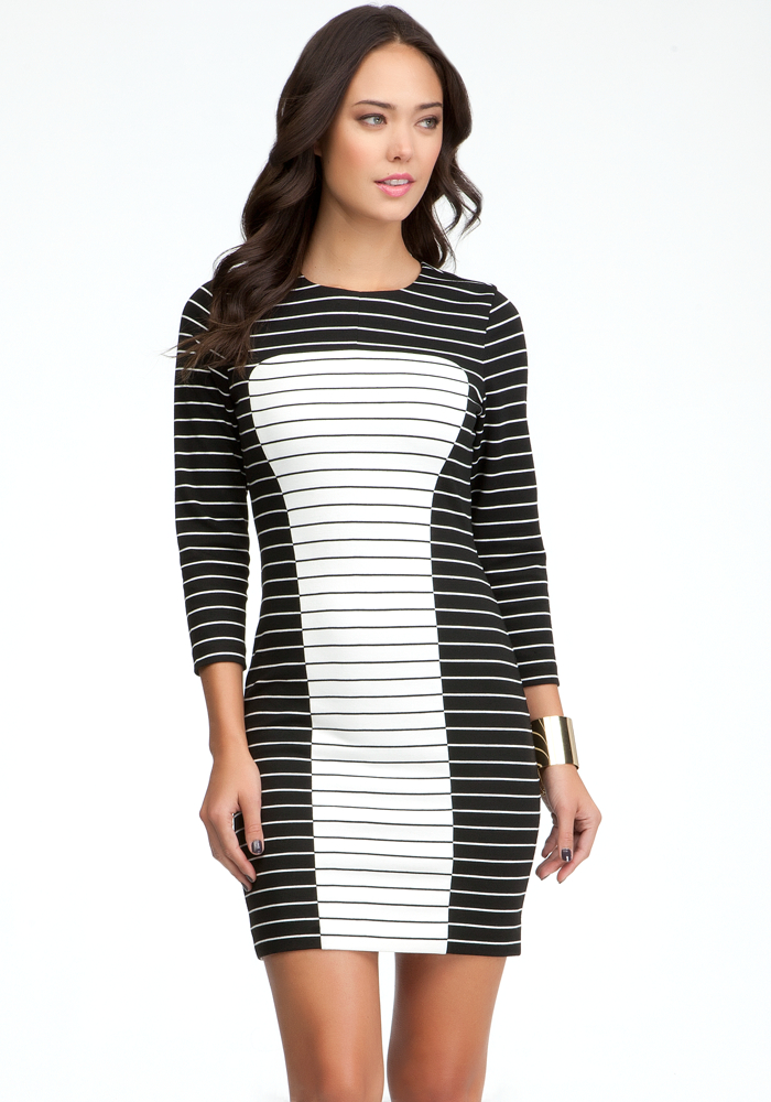 bebe Two Stripe Combo Dress
