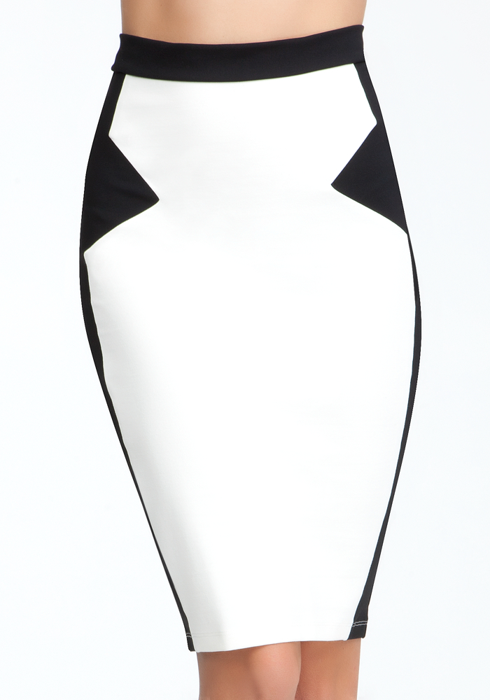 bebe Geometric Black & White Skirt