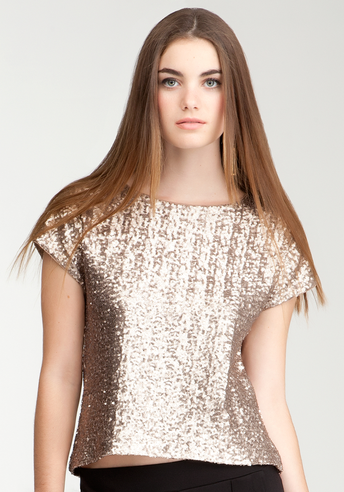 bebe Sequin Boxy Top