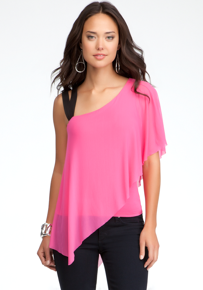 bebe Asymmetric Strap Blouse