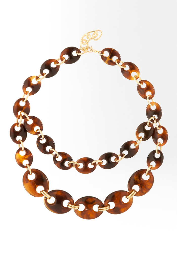 bebe Anchor Link Tortoise Short Necklace