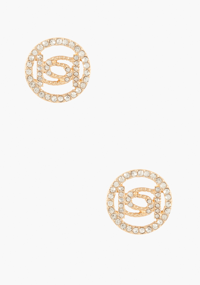 bebe Logo Crystal Stud Earring