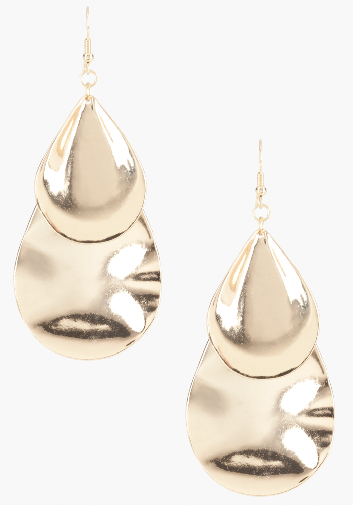 bebe Multi Piece Teardrop Hammered Earring