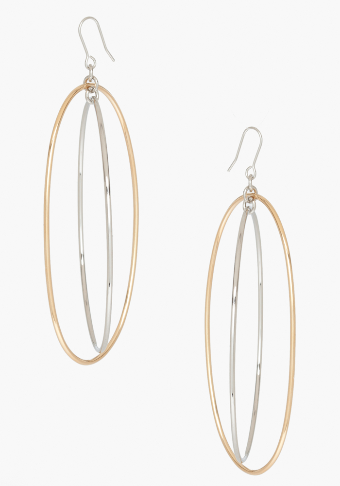 Mixed Metal Hoop Earring - Gold/Silver - 1Sz