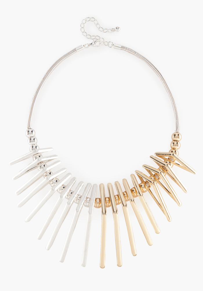 bebe Colorblock Geometric Metal Statement Necklace