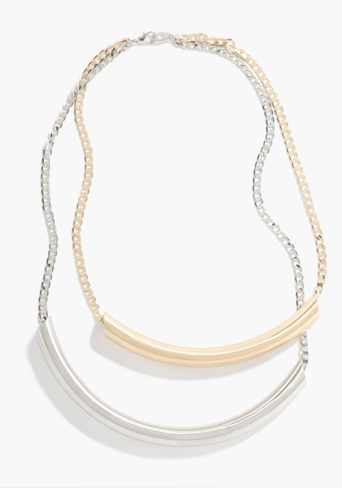 bebe Mixed Matte Metal Tube Necklace