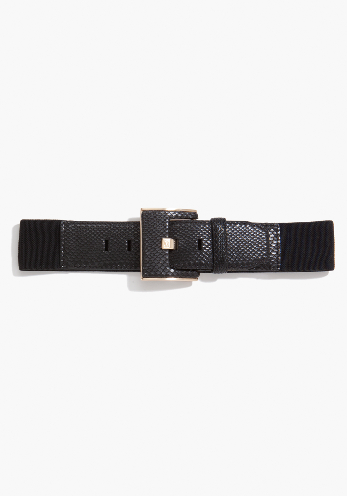 bebe Leatherette Snake Buckle Belt