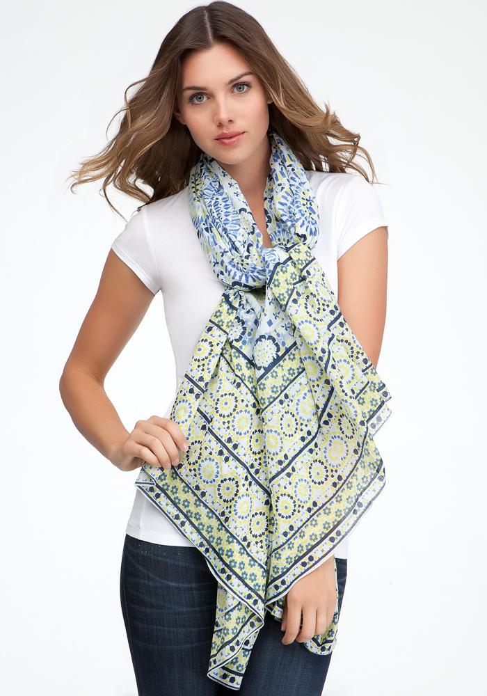bebe Sunburst Geometric Print Scarf