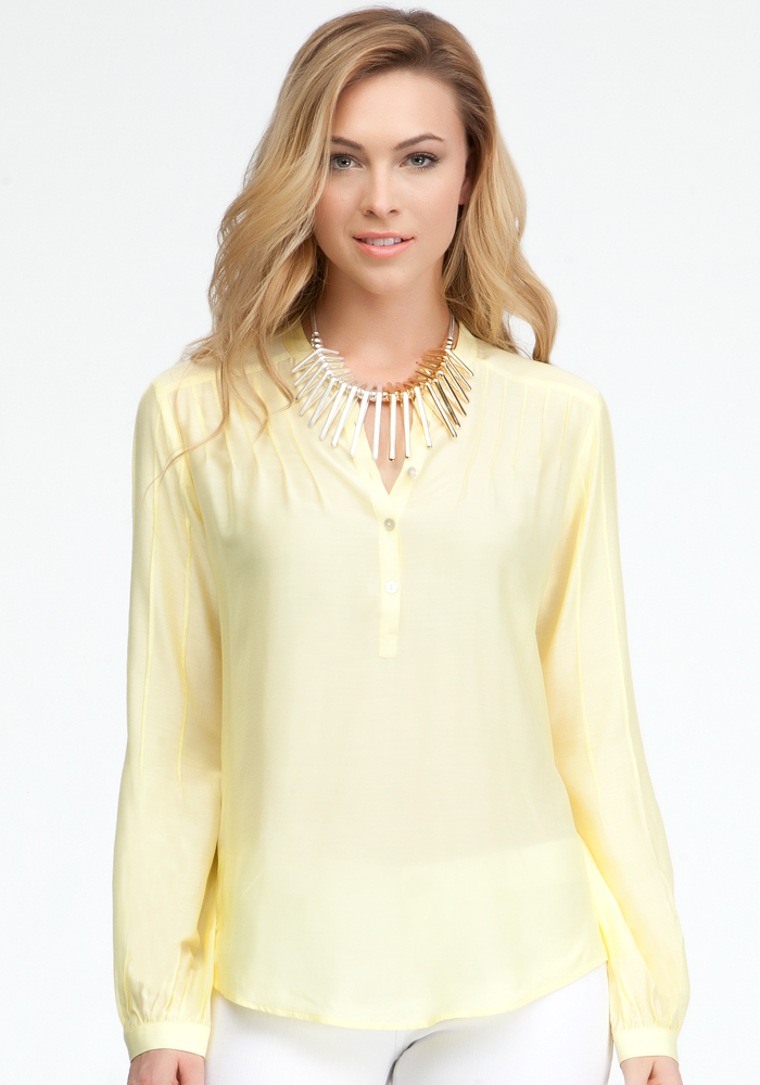 bebe Pintuck Pullover Silk Blouse