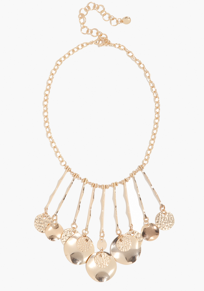 bebe Hammered Coin Statement Necklace