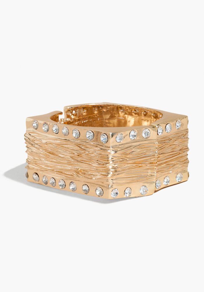 bebe Stone Hammered Square Bracelet