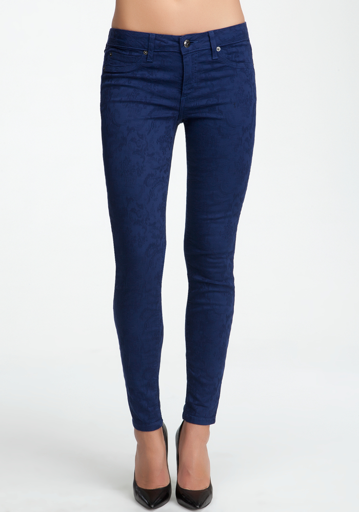 Floral Jacquard Icon Skinny Jeans at bebe