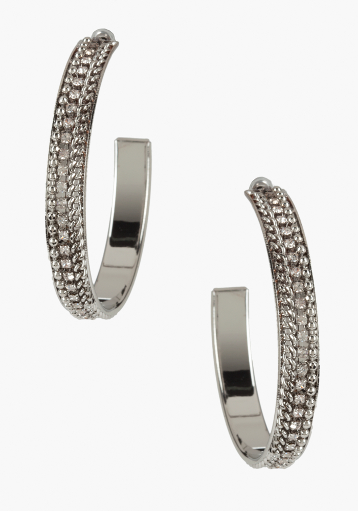 Chainlink & Crystal Hoop Earring Jaxworks